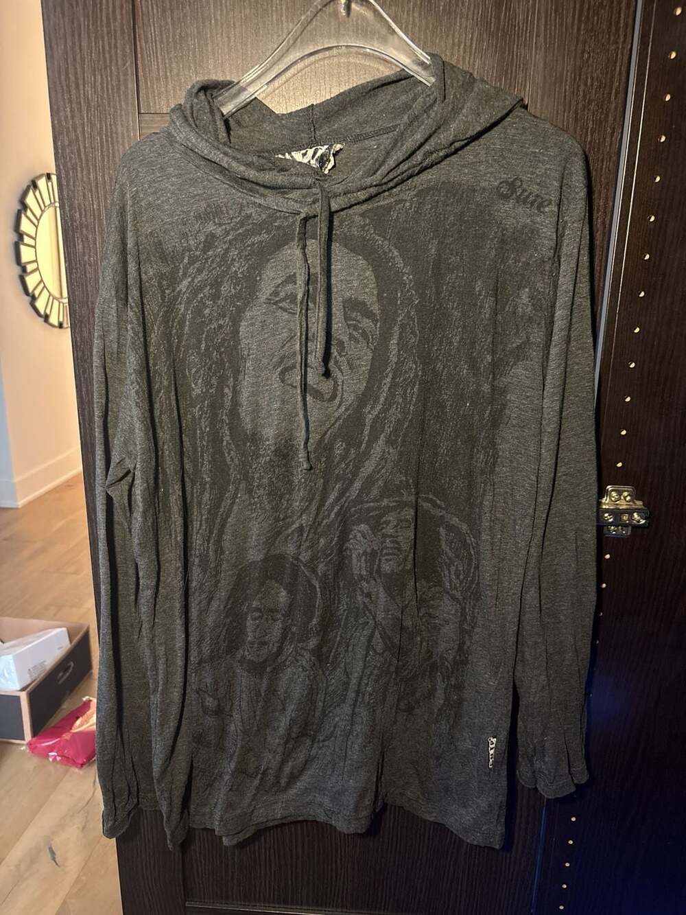 Sure Bob Marley Graphic Long Sleeve Hooded T-Shirt Size M